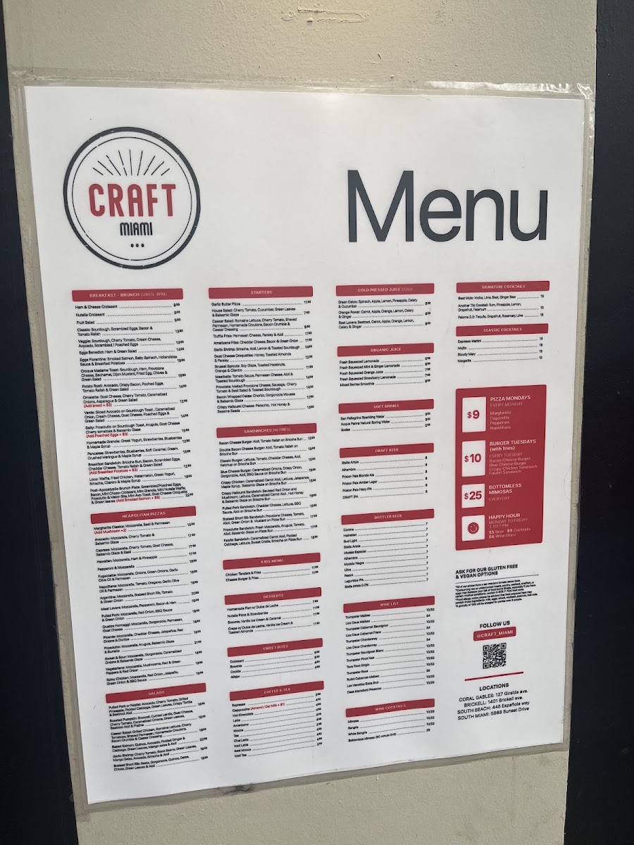 CRAFT Coral Gables Menu - Image 3
