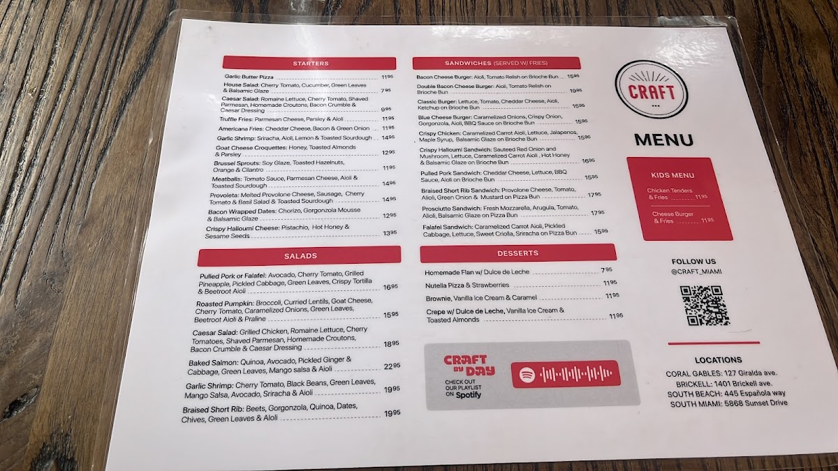 CRAFT Coral Gables Menu - Image 4