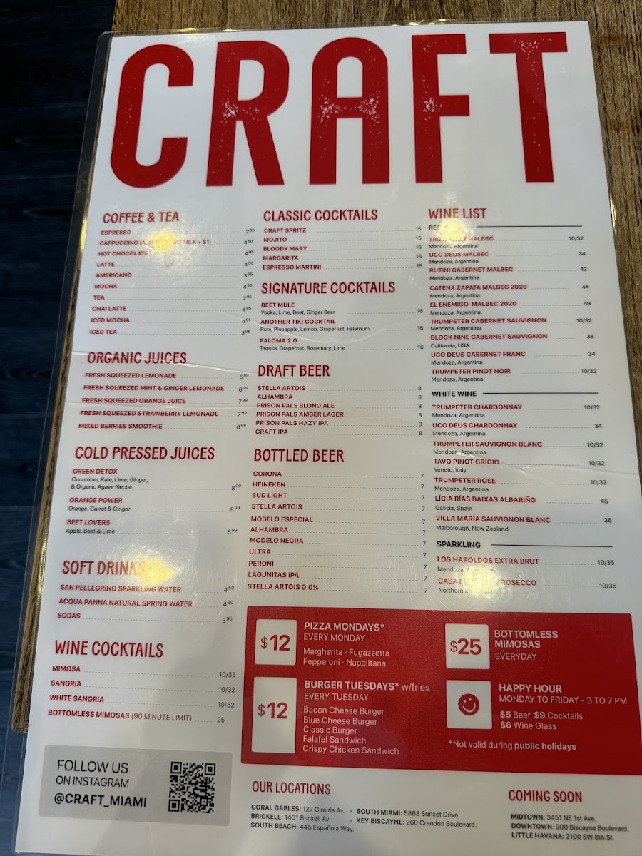CRAFT Coral Gables Menu - Image 5